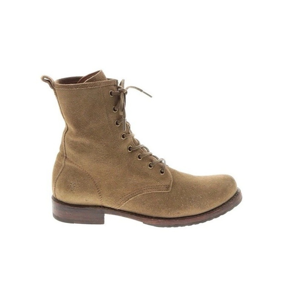 Frye Veronica Lace Up Suede Tan Combat Boots Women's Size 9